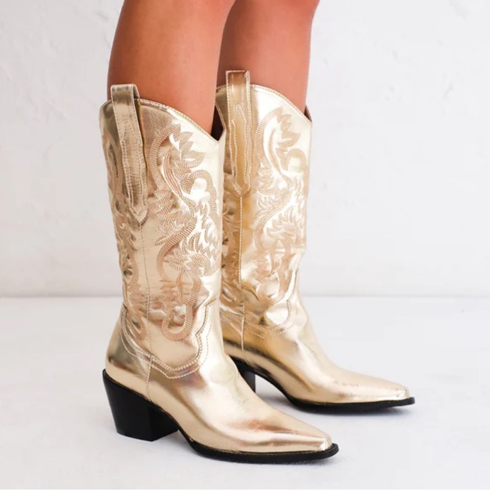 Billini Danilo Gold Metallic Cowboy Boots